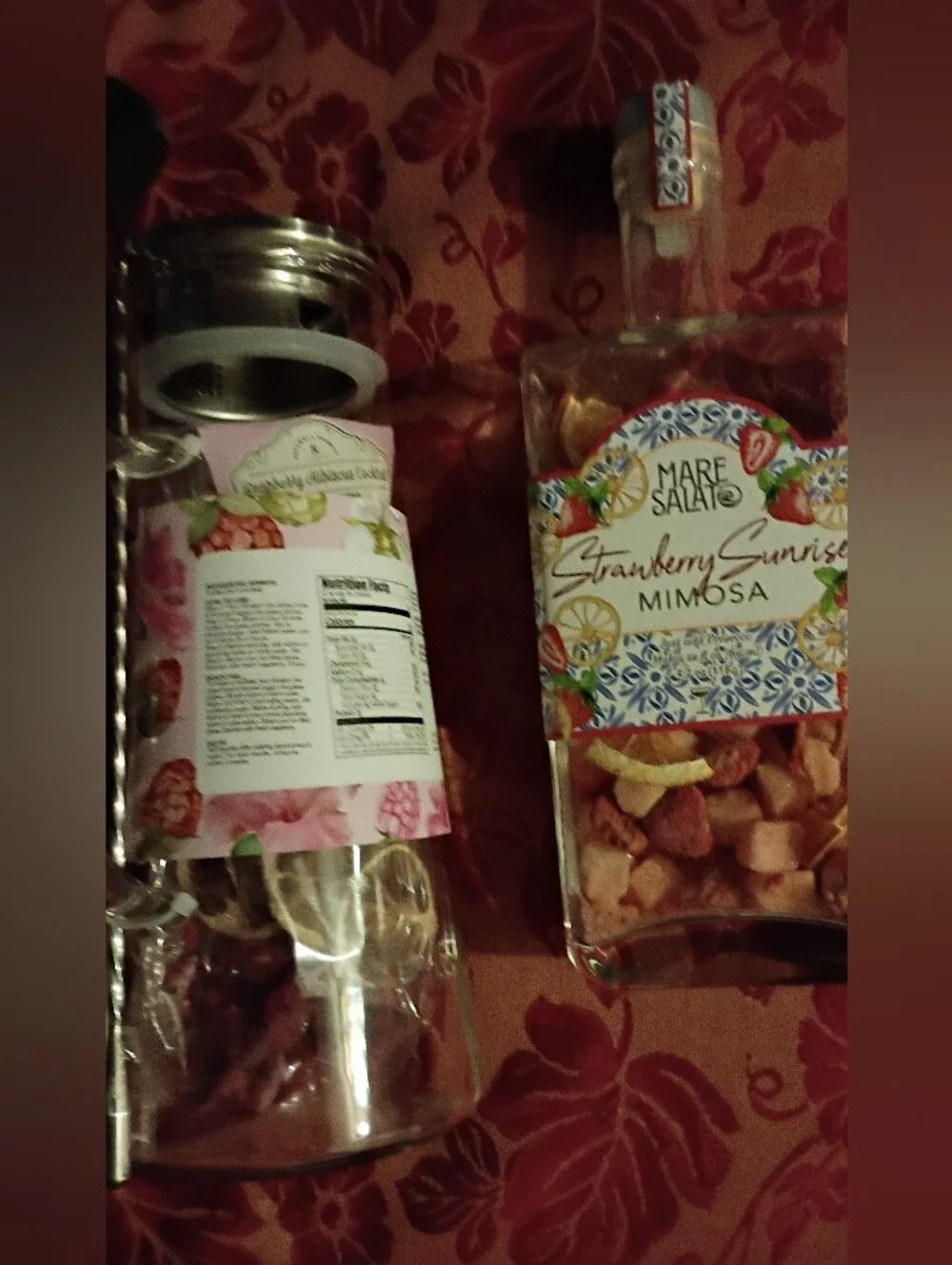 Raspberry Hibiscus Vodka Infusion Kit - Floral Glass Pitcher & Bottle NWT